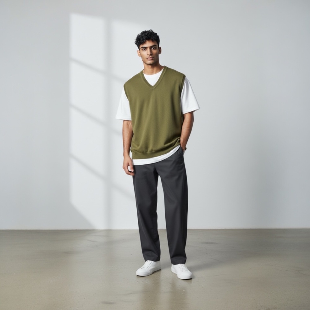 Club Room Olive Green V-Neck Sweater Vest